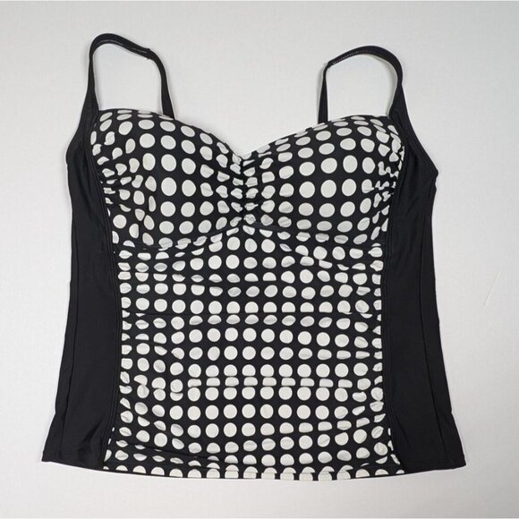 Tankini Top Plus Size Polka Dot Sweetheart Black White Pin Up Retro VM Women 22W - Picture 1 of 9